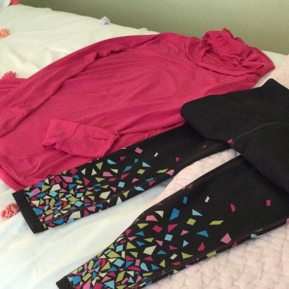 Peaches Pink Hoodie and Black Leggings Set